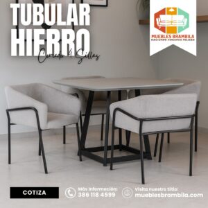 COMEDOR TUBULAR HIERRO 4 SILLAS
