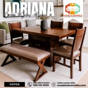 COMEDOR ADRIANA 4 SILLAS + BANCA