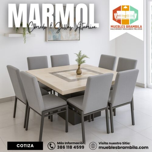 COMEDOR MARMOL 8 SILLAS ALTAMIRA
