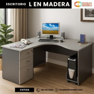 ESCRITORIO L EN MADERA